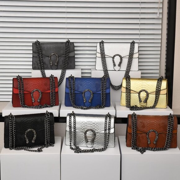 B-Red Vegan Leather Crossbody Handbag for Women Trendy Small Shoulder Bag